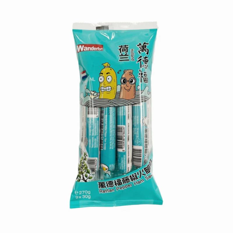 万德福 藤椒火腿肠270g/Schinkenwurst mit Weinpfeffer Geschmack 270g