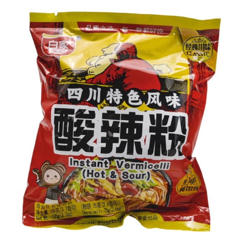 白家 白家陈记 方便粉丝 正宗酸辣味 酸辣粉105g/Instant Süßkartoffelnudeln 105g