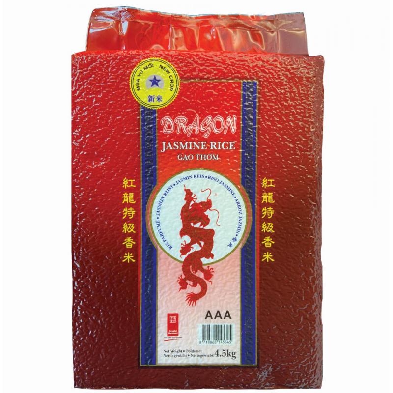 紅龍 茉莉香米4.5KG/RED DRAGON JASMINE RICE VACUUM PACKED