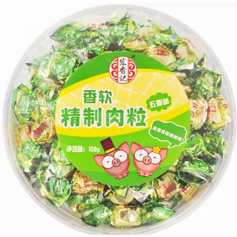 宏香记 香软精制肉粒（五香）108G/Fleischkörner (Fünf Aromen) 108g