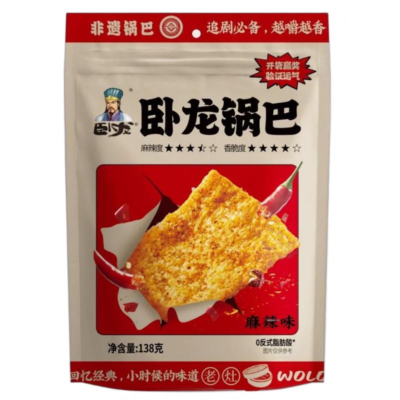 卧龙 老灶锅巴 麻辣味138g/Knusprige Teigscheibe extra scharf
