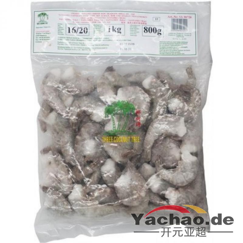 生鲜 冷冻 椰树牌 白对虾无头带壳 16/20/Vannamei Shrimp 16/20 ohne Kopf mit Schale (25% Glasur